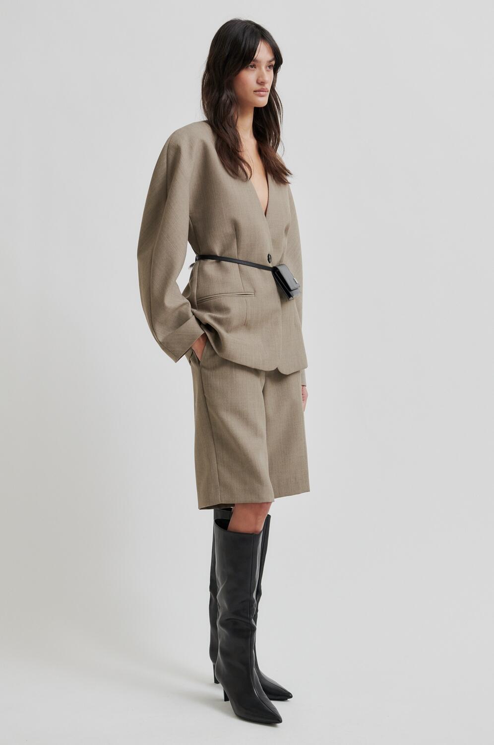 Levelup blazer - Mid Brown Melange